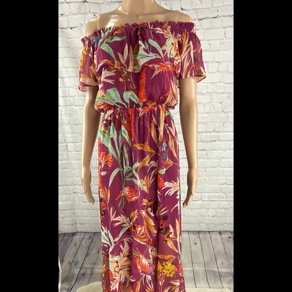 EXPRESS RUFFLE OFF SHOULDER MAXI DRESS - Picture 6 of 6